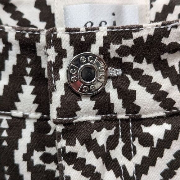 eci New York Brown & Cream Boho Print Zip Ankle Skinny Pants, 8 - Picture 3 of 11